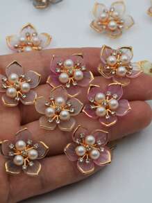 20/50/100 piezas Flor de 5 pétalos con borde dorado de 25mm para decoración DIY, adecuado para joyería, zapatos, ropa, bolsos, regalos