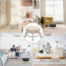 360 Rotating Low Stool,Rolling Pulley Low Stool With Wheels - White - View 7