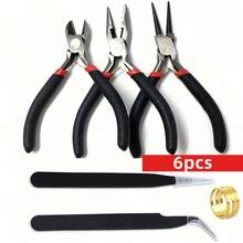 6pcs/3pcs/1pc Black Jewelry Pliers, Including DIY Jewelry Pliers, Tweezers And Ring,Can Be Used To Make And Repair Various Jewelry Accessories, A Must-Have Tool For DIY Enthusiasts