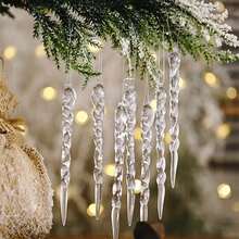 12pcs/6pcs/4pcs/3pcs/2pcs/-Christmas Tree Decoration Crystal Pendant Christmas Ornament - Hanging Acrylic Snowflake And Icicle Christmas Deer Pentagram Angel Ornament With Pendant Christmas Tree New Year's Party Decoration Supplies St. Patrick's Day Easter Valentine's Day Home Decor Christmas Decorations Room Decor Winter - Multicolor - View 4