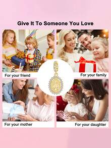 宗教系列镀银吊坠，圣母圆形锆石宗教系列，金色吊坠球，适合DIY手链，日常佩戴女士饰品 - 銀色 - 查看 9