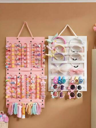 2/1 Jewelry Storage Wall Bags, Hair Accessory Organizer For Hair Accessories, Beads And Pearls, Fashion Home Decor With Multiple Compartments, Large Capacity Girls Wall Mounted Hair Accessory Organizer - Foldable Felt Organizer With Colorful Bows And Clip Compartments For Hair Clips, Glasses And Kids Crafts, Girls Hair Accessories, Jewelry Roll, Hanging Jewelry Organizer, Back To School Season, Preppy Style