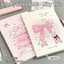 1 pièce Nouveau cahier vierge A5 avec nœud, lapin, , beau cœur. Cahier épais pour étudiants, idéal pour le dessin et les brouillons