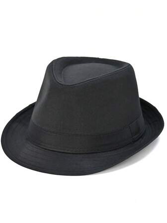 1pc Solid Color Minimalist Jazz Hat, Casual Panama Small Cap, Unisex, Suitable For Christmas, Halloween, New Year Party, Travel