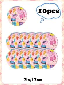 Peppa Pig Birthday Party Theme Pink Piglet Paper Plates, Paper Plates, Cups, Tissues, Birthday, Wedding, Party, Disposable Tableware, Decorative Items.