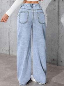 Jeans desgastados para adolescentes, pantalones vaqueros cómodos y versátiles - Azul - Ver 2