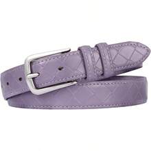 Multicolored Leather Waist Belt With Pin Buckle For Jeans - Texture Purple - View 7