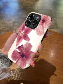 1 pieza Nuevo estuche de teléfono híbrido suave de TPU + PC a prueba de golpes y antideslizante con elementos románticos de color rosa dulce, patrón de conchas y estrellas de mar, compatible con Apple 16/16 Plus/16 Pro/16 Pro Max