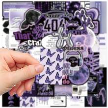 60 件欧洲时尚贴纸卡通紫色 Y2k 贴纸趣味美学贴纸套装涂鸦贴纸市中心美学防水乙烯基贴纸散装适用于水瓶滑板行李箱笔记本电脑保险杠主题派对用品 - 彩色 - 查看 6