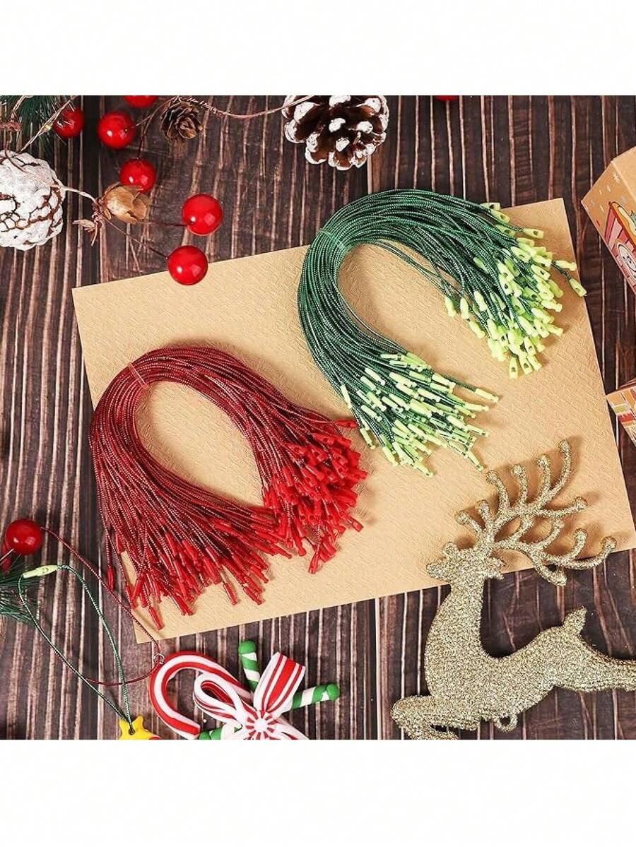 400pcs Christmas Decoration Hanging Hooks With Clips, Ornament Hanging Strings, Suitable For Christmas Tree Decor, Gifts And Party Supplies, Christmas Decorations, Christmas Accessories, Party Supplies