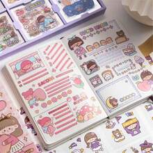 Caja de 100 pegatinas con diseños de dibujos animados, pegatinas multiusos lindas para manualidades, decorar cuadernos, botellas de agua, electrodomésticos, portátiles, planificadores, regalos para hombres y mujeres, material de pegatina de alta calidad para scrapbooking, diarios, fundas de teléfono, calcomanías gráficas pequeñas y resistentes al agua - Multicolor - Ver 9