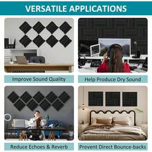 TroyStudio Thickened 12 X 12 X 3 Inch Acoustic Foam Panels In Diffusion Pattern, 12 Pcs High Density Sound Absorbing Foam Diffuser, Soundproof 3D Wall Padding Tiles For Recording Studio Home Office