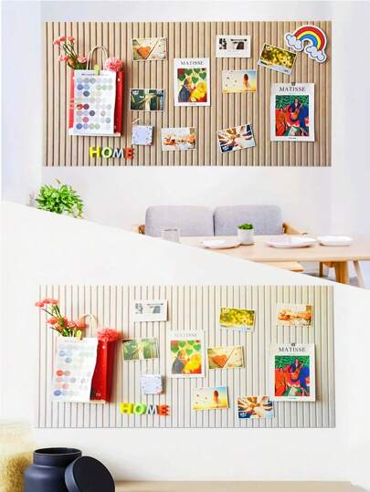 1 Punch-Free Rectangular Wall-Mounted Felt Board With Vertical Striped Modern Fabric Frame, Photo Wall Background Board, Detachable Bulletin Board For Schools, Homes, And Offices, Women's Memo Bulletin Board, DIY Photo Crafting Board, Message Board, Used For Wall Decoration, Room Decoration, Gathering And Party Photo Display, Surprise Announcements, And Wall Storage, Suitable For Bedrooms/Studies/Living Rooms/Offices/Classrooms/Dormitories