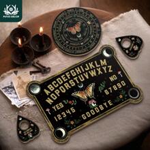 Putuo Decor 1 pièce Planche de divination en bois, Papillon, Phase de lune, Éléments de symboles magiques, Planche de divination en bois pour maison de ferme Ouija, Autel wiccan, Fournitures de sorcellerie, Cadeau