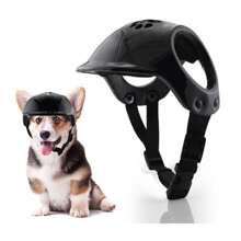 Cascos para mascotas perros con agujeros para las orejas, casco de seguridad ajustable para motocicleta de mascotas, casco de locomotora para mascotas, accesorios elegantes para perros