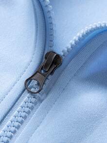 男士插肩袖条纹休闲套头衫，半拉链设计，时尚百搭，春秋季 - 藍色 - 查看 5