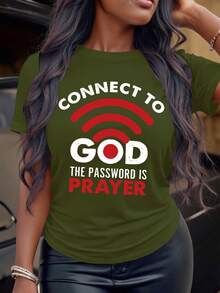 Áo thun nữ cổ tròn tay ngắn cỡ lớn thường ngày - xanh quân đội - Xem 3