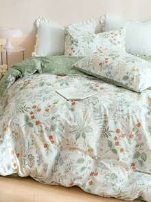 三件套花卉图案被套套装，床上用品，超柔软亲肤被套，水洗处理，花卉印花被套套装，包含枕套，不含被芯，适用于单人床、双人床、大号床、特大号床，四季皆宜，家居装饰，床上用品礼品，可机洗