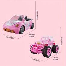 女孩汽车，儿童遥控粉色玩具车，越野公主车玩具带灯，幼儿卡车玩具，适合女孩生日礼物（不含电池）