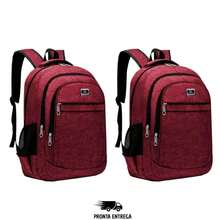 Kit 2 Mochilas Bolsa Mala Reforçada Notebook Impermeável Coreana - Vermelho - Visão 1