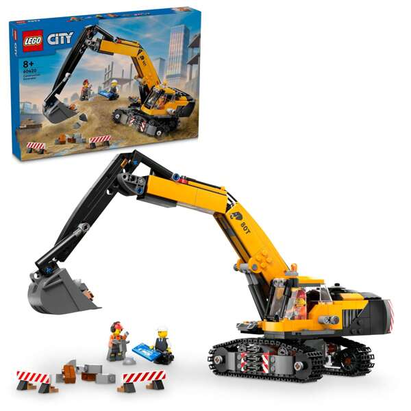LEGO Juguete excavadora de construcción urbana - Juguetes de construcción para niños y niñas, de 8+ años - Camión de construcción funcional con minifiguras - Regalos para cumpleaños y festividades - 60420