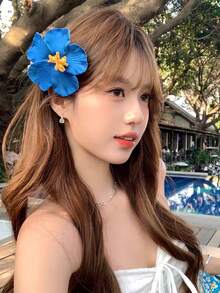 FURDANXINYI 1/6件装夏威夷花朵发夹，女士芙蓉花和莲花发夹，时尚人造花发夹，夏季假日海滩派对发饰，波西米亚风布艺发夹套装，优雅女士发夹，夏季女士发饰，送给女孩的绝佳礼物，情人节超值套装，发爪，发夹，发卡，发夹，头饰，发卡 - 彩色 - 查看 4