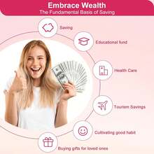 KKC 2025 New Model 100 Envelopes Money Saving Challenge With Cute Stickers, A5 Money Saving Binder With Cash Envelopes, Budget Binder Savings Challenge Book For 100 Day To Save $5,050 For Budgeting Planner. - Pink - View 5