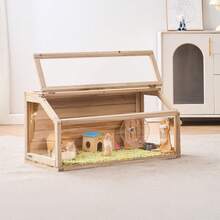 Wooden Hamster Cage, 270° Viewing Hamster Habitat, 32 X 16 X 16 In, Dwarf Hamster Cages With Openable Top, Ventilated Small Animal Cage, Pet Mouse Cage For Gerbils, Rats, Guinea Pigs, Mice - 32 x 16 x 16 inch - Xem 9