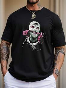 Camiseta unisex.Para hombres.Manga corta.Camisa T de manga corta.Ropa de primavera.Ropa de verano.Prenda de vestir.Prenda superior.Ancho.Silueta grande.Diseño con estampado.Regalo.Regalo.Estilo street.Primavera.Verano.Otoño.Invierno.Para hombres. - Negro - Ver 1