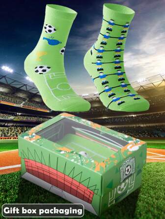1 Pair Unisex Basketball, Football, Tennis Socks Gift Box, Sports Mid-Calf Socks, Non-Slip & Moisture-Wicking - Fun & Creative Design, Ideal Gift For Friends And Family, Suitable For All Seasons