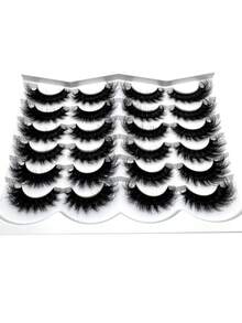 New 12 Pairs Manga Lashes Messy EyeLashes Faux Mink Eyelashes Fluffy Natural Full False Eyelashes Thick False Eyelashes Curling Wispy False Eyelashes Volumized Cat Eye Lashes Cosplay Travel Holiday Parties Essentials Makeup For Various Occasions - 黑色 - 查看 5