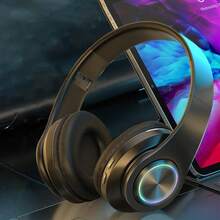 Bluetooth Wireless Headphones, Over-Ear Headphones, Active Noise-Cancelling Color LED Light Comfortable Foldable Headphones, Can Be Connected To A 3.5mm Audio Cable As DJ Monitoring Headphones, Aux Interface, Long Battery Life, High-Fidelity Stereo E-Sports Gaming Headphones, Suitable For/Tablet /PC/ Console/Mobile Phone/Birthday Travel Gift - 黑色 - 查看 7