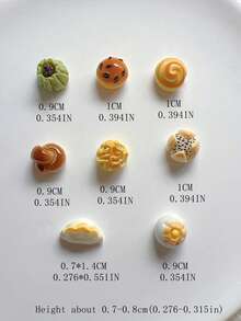 1 Pack 3D Resin Jewelry Decorations, Chinese Steamed Buns, Dumplings, Hamburgers, Bread Resin Accessories