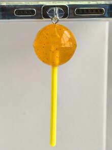 1pc Colorful Resin 3D Candy Lollipop Anti-Dust Plug Phone Charm Pendant, Suitable For Type C & Lightning Ports