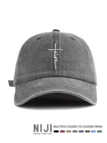 Faith Cross 印花棒球帽 纯色水洗做旧休闲运动帽 轻便可调节老爹帽 男女皆宜
