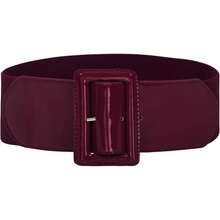 Women's Stretchy Belt 1950s 3 Inch Wide Elastic Belts - Burgundy - View 1