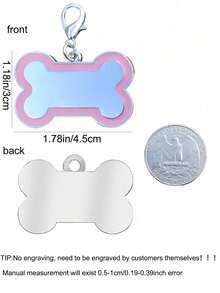 Targhette identificative personalizzate per cani - Targhette per collari di cani e gatti, targhette di identificazione per animali domestici, targhette per cani e gatti, targhette con nome per cani e gatti, targhette grandi per cani, targhette per cani vuote (a forma di osso grande: rosso, rosa, blu, nero, verde) L4,5cm*L3cm