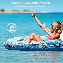 Pool Floats Adult 123 Person Inflatable Lounger Extra Large Tanning Recliner Floaty Chair Raft With Backrest Footrest Cup Holder For Pool Lake River Beach Ocean Party Use - 雙人泳池躺椅XXL - 查看 6