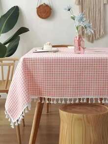 1/20 piezas Mantel a cuadros suave y absorbente con bordes con flecos, reutilizable para picnic, fiesta, sala de estar, comedor, decoración del hogar