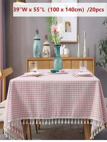 1/20 piezas Mantel a cuadros suave y absorbente con bordes con flecos, reutilizable para picnic, fiesta, sala de estar, comedor, decoración del hogar