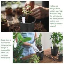 150 Pieces 6.5'' Plastic Seedling Pots Flexible 1 Gallon Nursery Pots With 150 Plant Labels Transplanting Soft Plastic Planters With Drainage Gardening Seed Starting Container