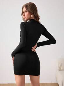 Socialite Style Sexy Slim Fit Hollow Out Strap Long Sleeved Dress For Women