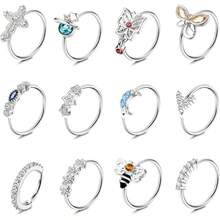 Milacolato 12PCS Nose Rings Hoop 20G Nose Rings For Women Surgical Stainless Steel Nose Piercing Dangle Nose Ring Cartilage Earring Jewelry - 彩色 - 查看 13