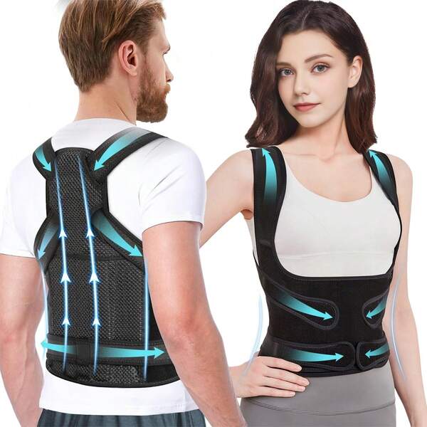 Ergonomic Back Support Brace – Adjustable Elastic Support, Breathable Fabric, Hand Washable, Posture Corrector For Men And Women, Sport Medicine, Posture Correction | Ergonomic Design | Breathable Material, Back Brac