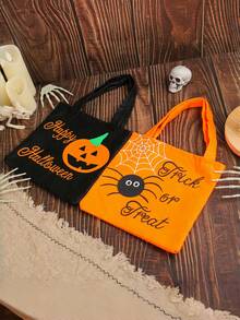 Halloween Pumpkin Tote Bag, Cloth Gift Bag For Halloween Products, Trick Or Treat Candy Bag