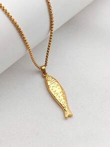 1pc Stainless Steel Cute Salted Fish Ocean Style Elegant Necklace - Salted Fish Necklace - View 7