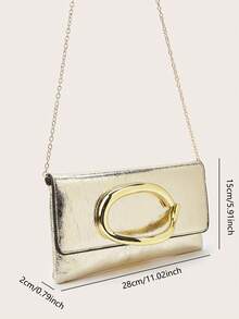 复古纯色手拿包，百搭手提包，时尚PU皮包，适合女性，可用于婚礼、派对、舞会、盛会等各种场合，时尚女士手提包 - 金色 - 查看 8