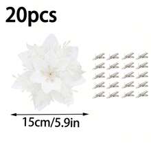 10pcs/20pcs/1pc Shiny Double Layer Poinsettia Artificial Christmas Flowers With Clips, Suitable For Christmas, New Year, Wedding Party, Wreath, Staircase, Window, Fireplace, Christmas Tree Decoration, Poinsettia Christmas Tree Ornaments, Christmas Decorations, Glitter Artificial Poinsettia, DIY Wreath, Home Decor, Wedding Party, Christmas Gift Decorations, Christmas Decorations, Holiday Party Decorations, Christmas Room Decor