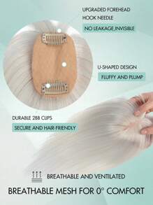 Extensões de Cabelo Invisíveis com Presilha para Mulheres - Toupeiras de Cabelo Humano 100%, Degradê Cinza a Branco Reto, Estilos A01 e A02, Perfeito para Cabelos Finos, Aparência Natural, Solução para Espessura do Cabelo | Aparência Natural | Presilhas de Fixação Seguras