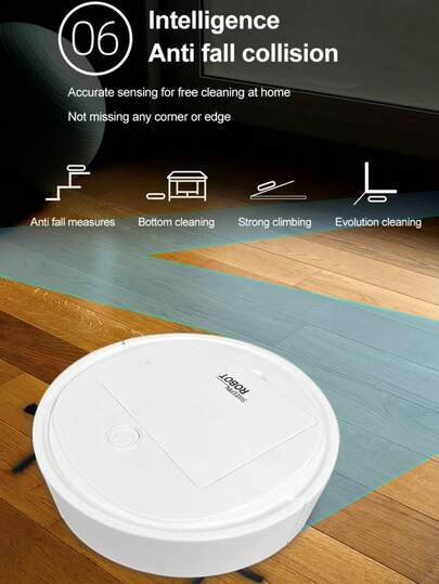 In Robot Stofzuiger Cleaner Mop Combo, USB Rechargeable, Strong Suction, 60 Mins Runtime, Slim Quiet Pet Hair, Hard Floors Cleaning, Auto Direction Mop, Hair Rechargeable view 5